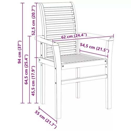Összecsukható Kerti Szék Barna 62.5 x 54.5 x 95.5 cm