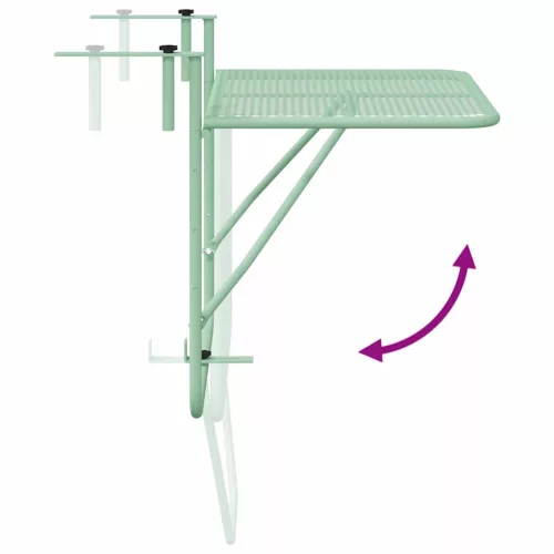 Függő erkélyasztal Menta zöld 60 x 39 x 65 cm Acél