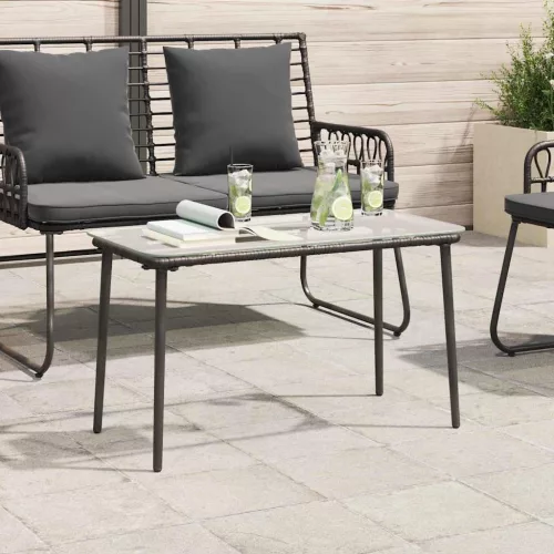 Kerti Asztal Fekete 80 x 40 x 45.5 cm Poli rattan