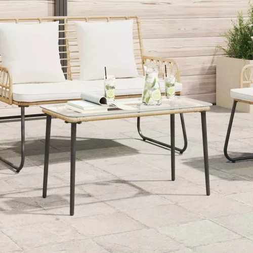 Kerti Asztal Természetes 80 x 40 x 45.5 cm Poli rattan