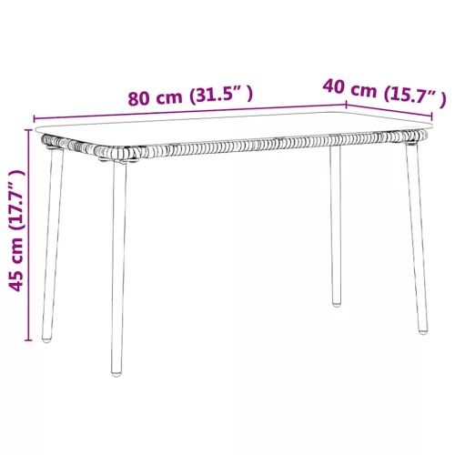 Kerti Asztal Természetes 80 x 40 x 45.5 cm Poli rattan