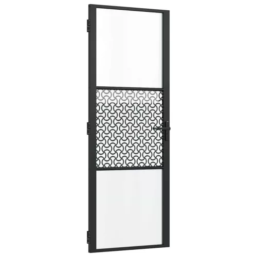 Belső Ajtó Fekete 76 x 201.5 cm Edzett üveg és Alumínium