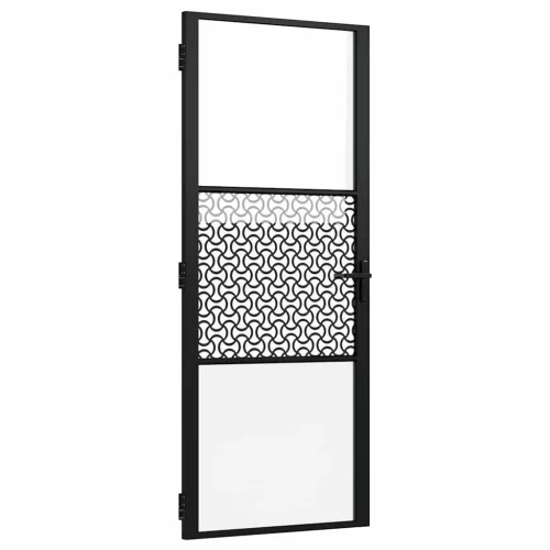 Belső Ajtó Fekete 83 x 201.5 cm Edzett üveg és Alumínium