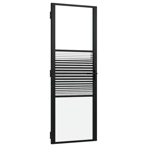 Belső Ajtó Fekete 76 x 201.5 cm Edzett üveg és Alumínium