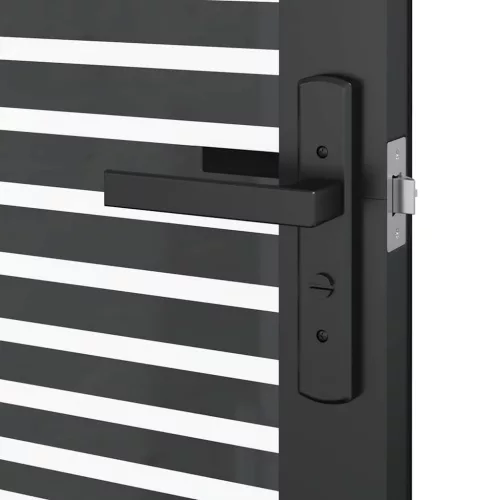 Belső Ajtó Fekete 76 x 201.5 cm Edzett üveg és Alumínium