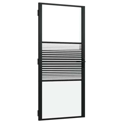 Belső Ajtó Fekete 93 x 201.5 cm Edzett üveg és Alumínium