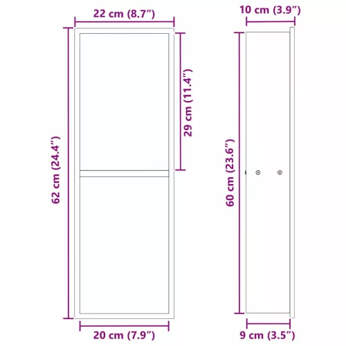 Zuhany Niche Ezüst 60 x 20 x 9.5 cm Rozsdamentes acél