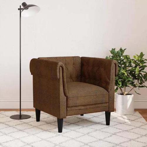 Chesterfield Kanapé Szék párnával Barna 78.5 x 74.5 x 74.5 cm