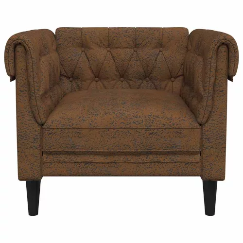 Chesterfield Kanapé Szék párnával Barna 78.5 x 74.5 x 74.5 cm