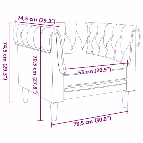 Chesterfield Kanapé Szék párnával Barna 78.5 x 74.5 x 74.5 cm