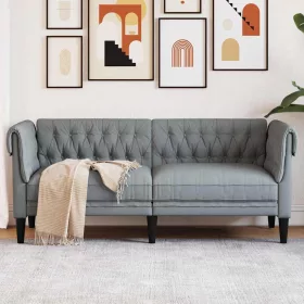   Chesterfield kanapé Világosszürke 182.5 x 74.5 x 74.5 cm szövet