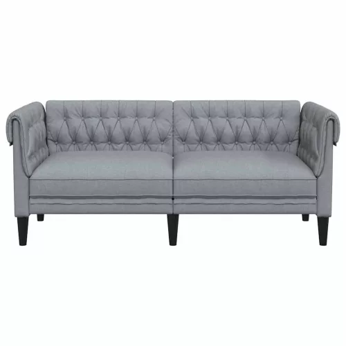 Chesterfield kanapé Világosszürke 182.5 x 74.5 x 74.5 cm szövet