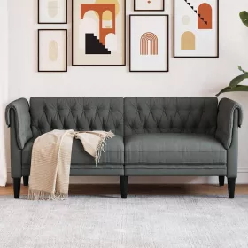   Chesterfield kanapé Sötétszürke 182.5 x 74.5 x 74.5 cm szövet