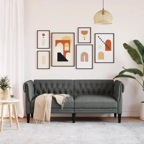 Chesterfield kanapé Sötétszürke 182.5 x 74.5 x 74.5 cm szövet