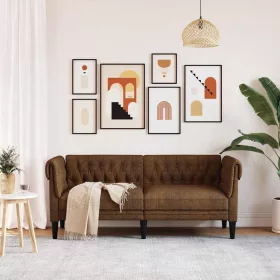   Chesterfield kanapé Barna 182.5 x 74.5 x 74.5 cm Műbőr velúr