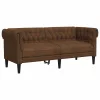 Chesterfield kanapé Barna 182.5 x 74.5 x 74.5 cm Műbőr velúr