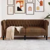 Chesterfield kanapé Barna 182.5 x 74.5 x 74.5 cm Műbőr velúr