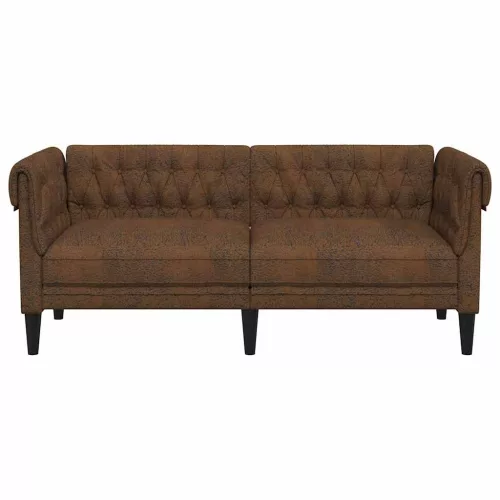 Chesterfield kanapé Barna 182.5 x 74.5 x 74.5 cm Műbőr velúr