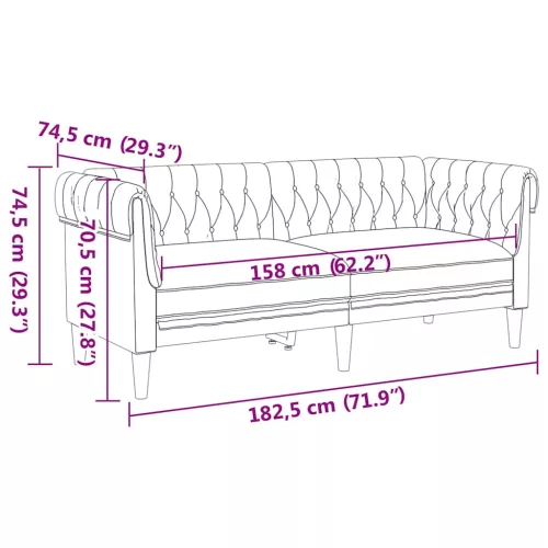 Chesterfield kanapé Barna 182.5 x 74.5 x 74.5 cm Műbőr velúr