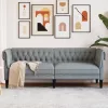 Chesterfield kanapé Világosszürke 201.5 x 74.5 x 74.5 cm szövet