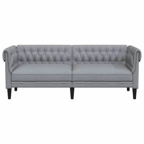 Chesterfield kanapé Világosszürke 201.5 x 74.5 x 74.5 cm szövet