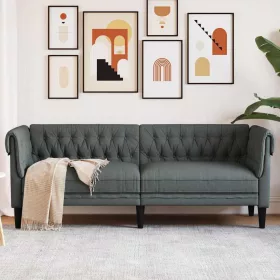   Chesterfield kanapé Sötétszürke 201.5 x 74.5 x 74.5 cm szövet