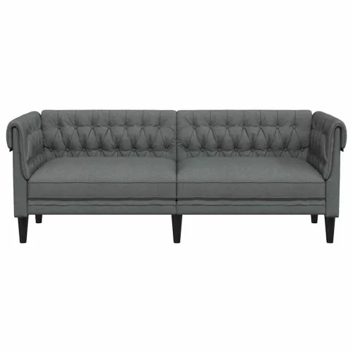 Chesterfield kanapé Sötétszürke 201.5 x 74.5 x 74.5 cm szövet