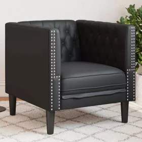   Chesterfield Kanapé Szék Fekete 71 x 74.5 x 70.5 cm Műbőr