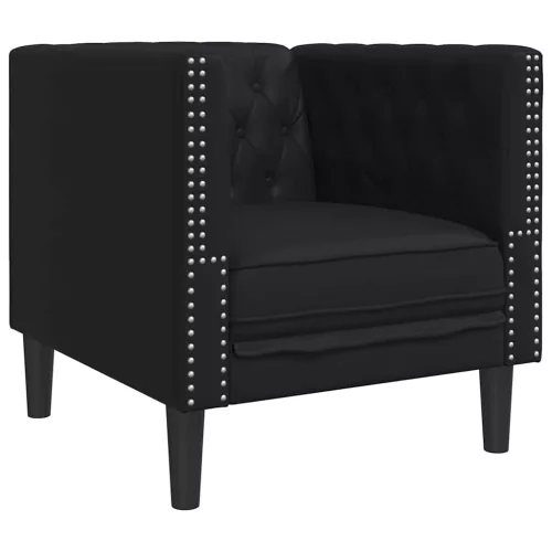 Chesterfield Kanapé Szék Fekete 71 x 74.5 x 70.5 cm Műbőr