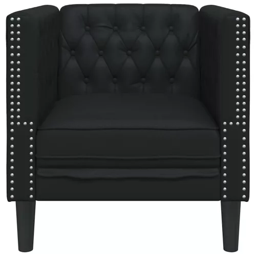 Chesterfield Kanapé Szék Fekete 71 x 74.5 x 70.5 cm Műbőr