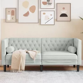   Chesterfield kanapé Világosszürke 174 x 74.5 x 70.5 cm Bársony