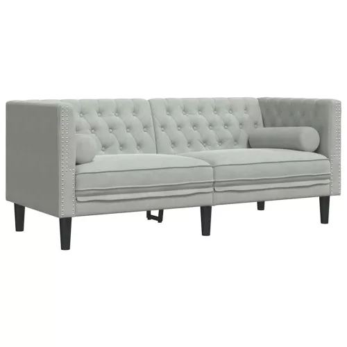 Chesterfield kanapé Világosszürke 174 x 74.5 x 70.5 cm Bársony