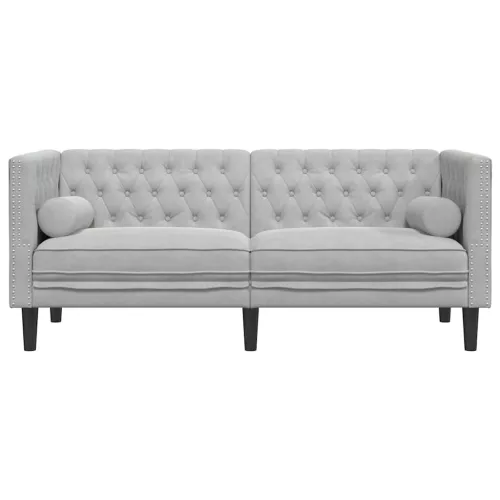 Chesterfield kanapé Világosszürke 174 x 74.5 x 70.5 cm Bársony