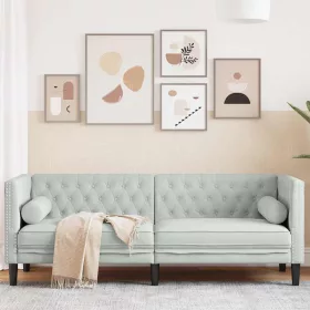   Chesterfield kanapé Világosszürke 194 x 74.5 x 70.5 cm Bársony