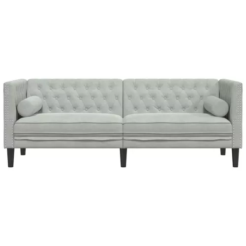 Chesterfield kanapé Világosszürke 194 x 74.5 x 70.5 cm Bársony