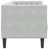 Chesterfield kanapé Világosszürke 194 x 74.5 x 70.5 cm Bársony