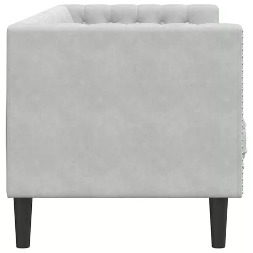 Chesterfield kanapé Világosszürke 194 x 74.5 x 70.5 cm Bársony