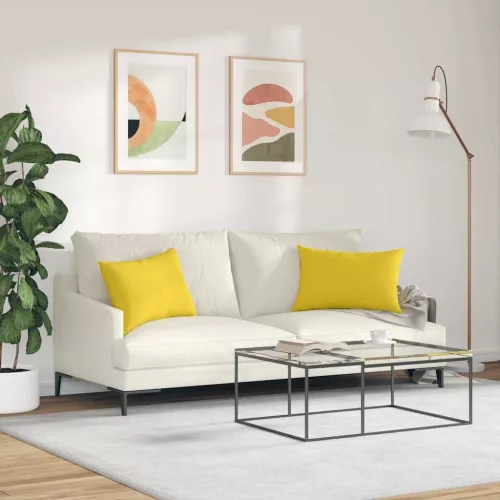 Kanapé párnák 2 pcs Világos sárga 60 x 40 cm szövet