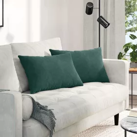   Kanapé párnák 2 pcs Sötétzöld 60 x 40 cm Bársonyos szövet