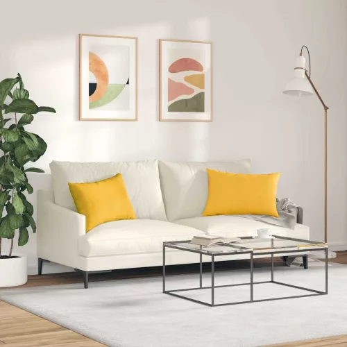 Kanapé párnák 2 pcs Világos sárga 60 x 40 cm Bársonyos szövet