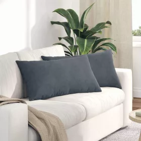   Kanapé párnák 2 pcs Sötétszürke 80 x 40 cm Bársonyos szövet