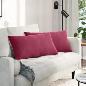 Kanapé párnák 2 pcs Bordó 80 x 40 cm Bársonyos szövet