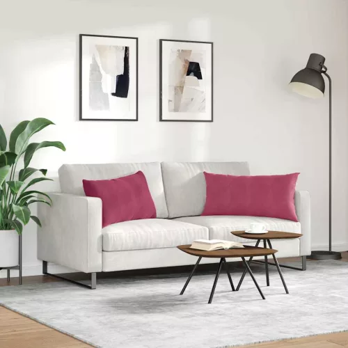 Kanapé párnák 2 pcs Bordó 80 x 40 cm Bársonyos szövet