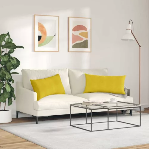 Kanapé párnák 2 pcs Sárga 80 x 40 cm Bársonyos szövet