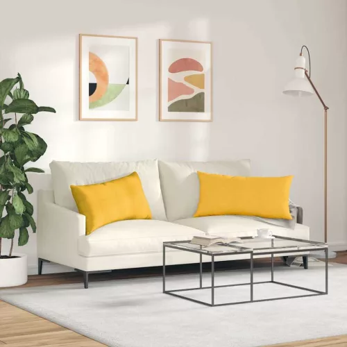 Kanapé párnák 2 pcs Világos sárga 80 x 40 cm Bársonyos szövet