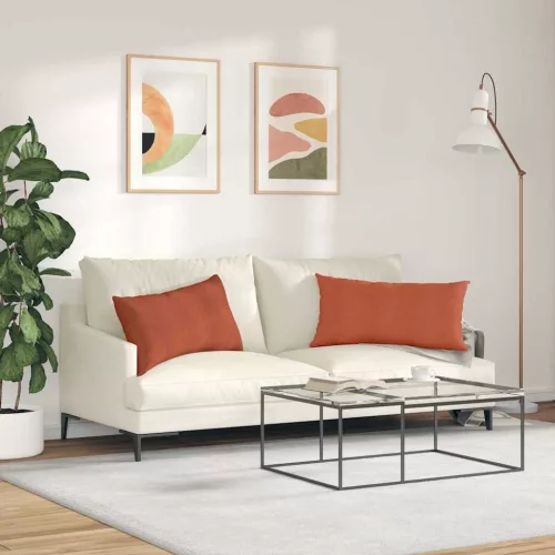 Kanapé párnák 2 pcs Piros Narancs 80 x 40 cm Bársonyos szövet