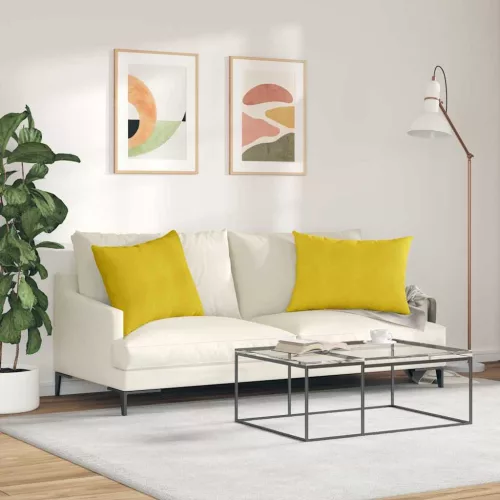Kanapé párnák 2 pcs Sárga 70 x 50 cm Bársonyos szövet