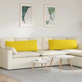 Kanapé párnák 2 pcs Világos sárga 120 x 40 cm szövet