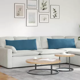 Kanapé párnák 2 pcs Kék 120 x 40 cm Bársonyos szövet