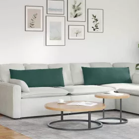   Kanapé párnák 2 pcs Sötétzöld 120 x 40 cm Bársonyos szövet